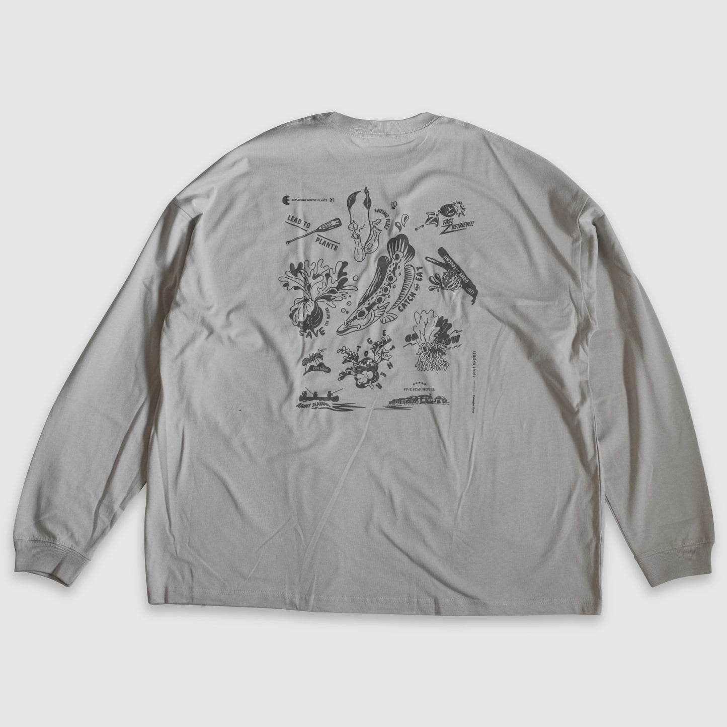 EXPLORING EXOTIC PLANTS 01  L/S TEE Palangka Raya [LIGHT GREY]