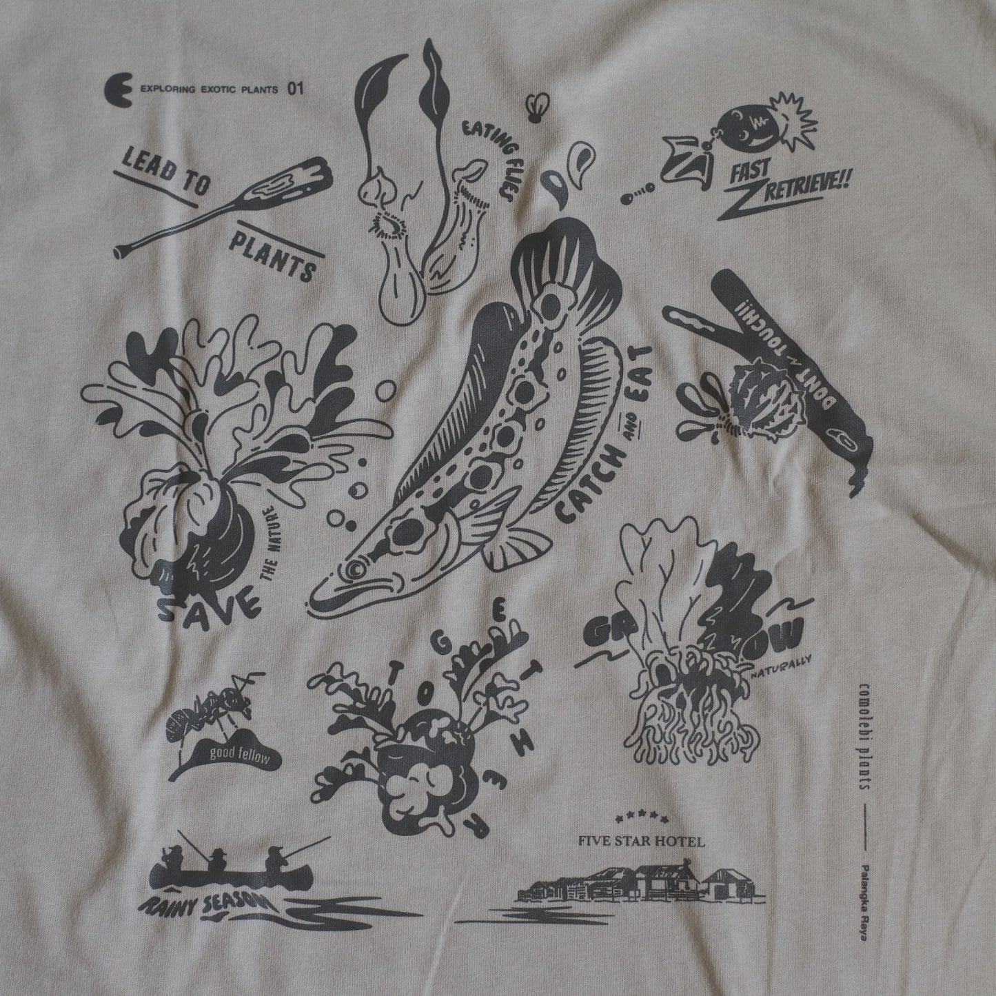 EXPLORING EXOTIC PLANTS 01  L/S TEE Palangka Raya [LIGHT GREY]